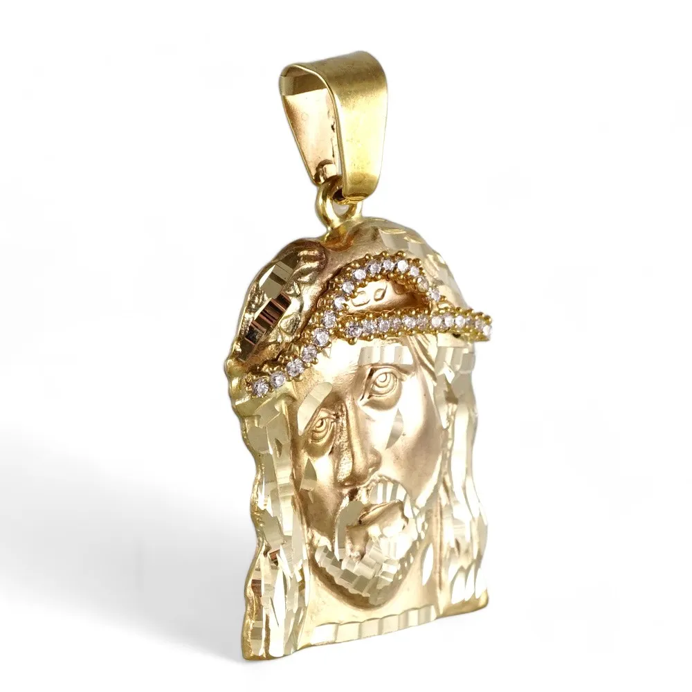 10k Yellow Gold Jesus Face Pendant